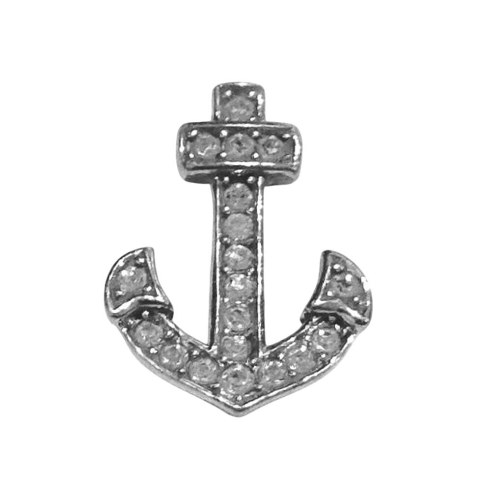925 Sterling Silver Anchor Necklace Pendant CZ